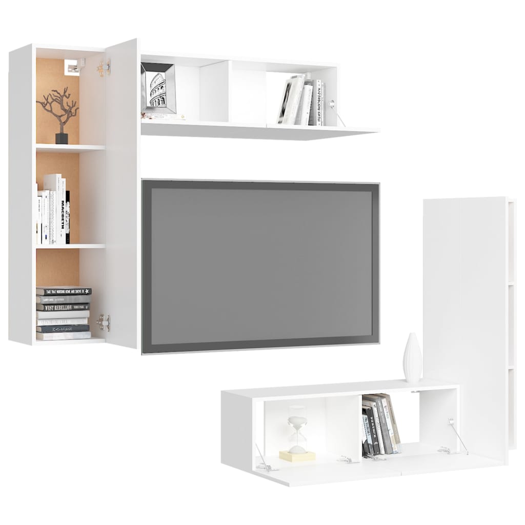 vidaXL Ensemble de 4 meubles TV Blanc Bois d'ingénierie