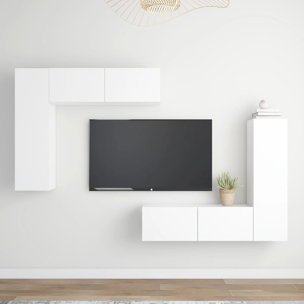 vidaXL Ensemble de 4 meubles TV Blanc Bois d'ingénierie