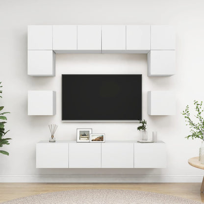 vidaXL Meuble TV 8 pcs blanc bois d'ingénierie