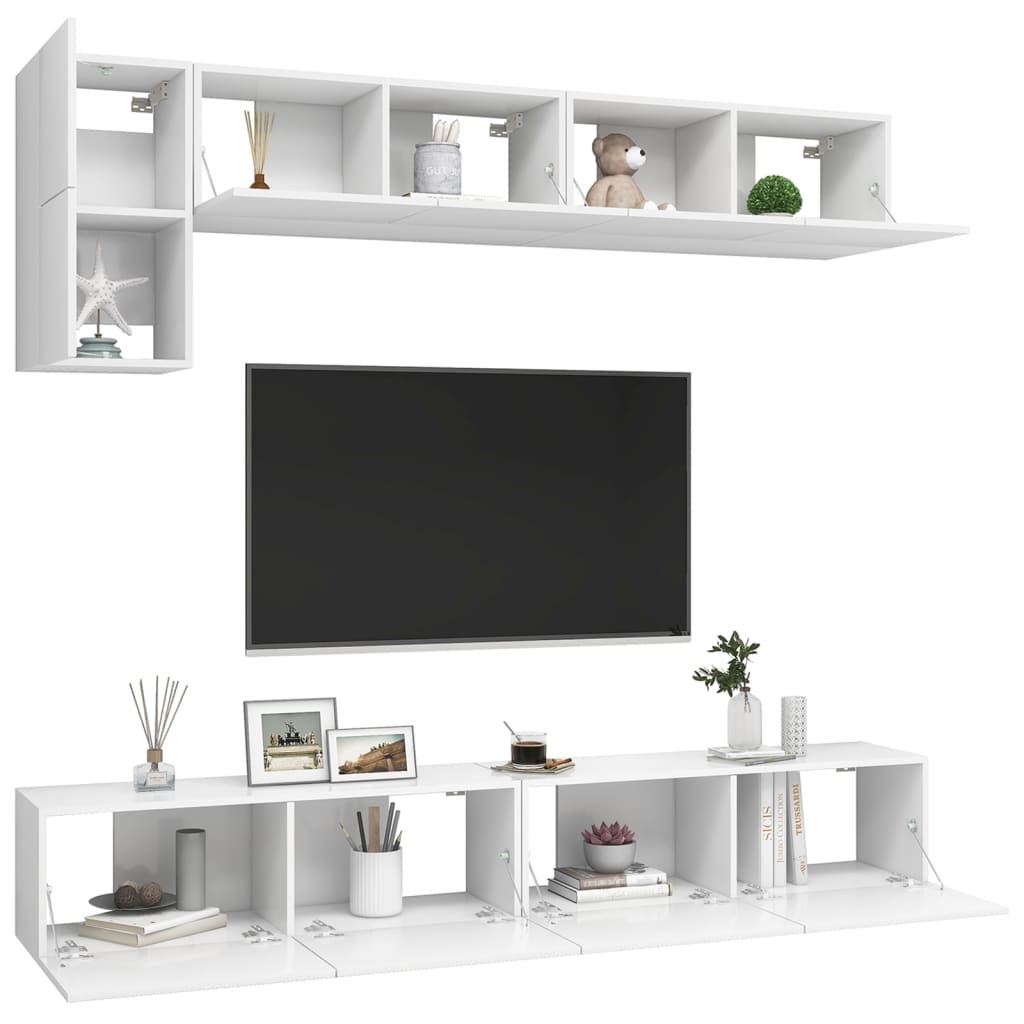 Ensemble de 5 meubles TV vidaXL blanc en bois d'ingénierie