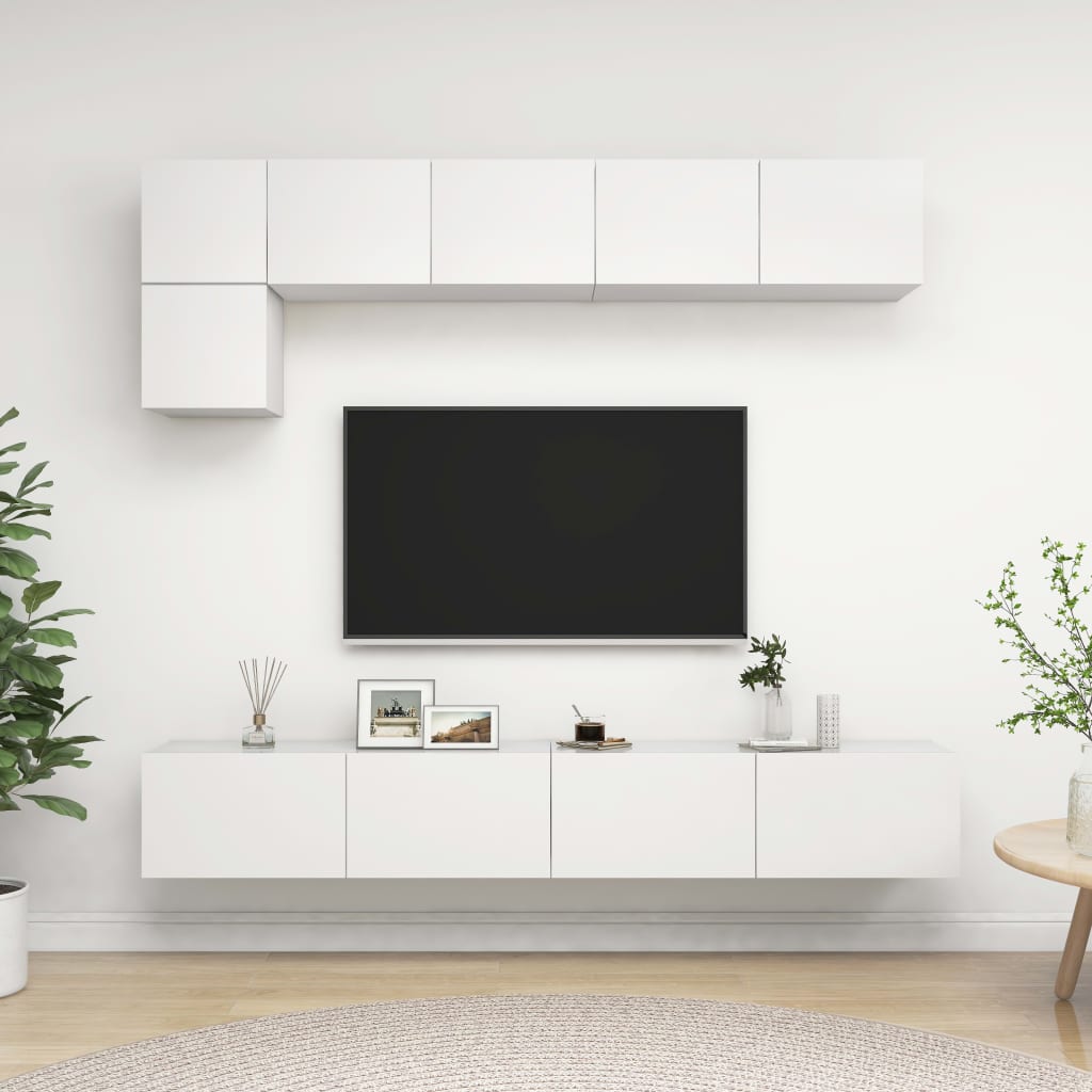 Ensemble de 5 meubles TV vidaXL blanc en bois d'ingénierie