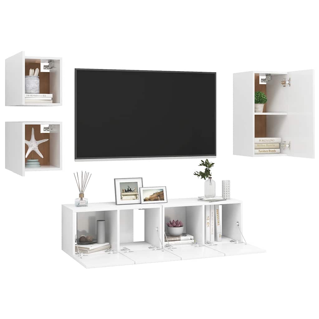 Ensemble de 5 meubles TV vidaXL blanc en bois d'ingénierie