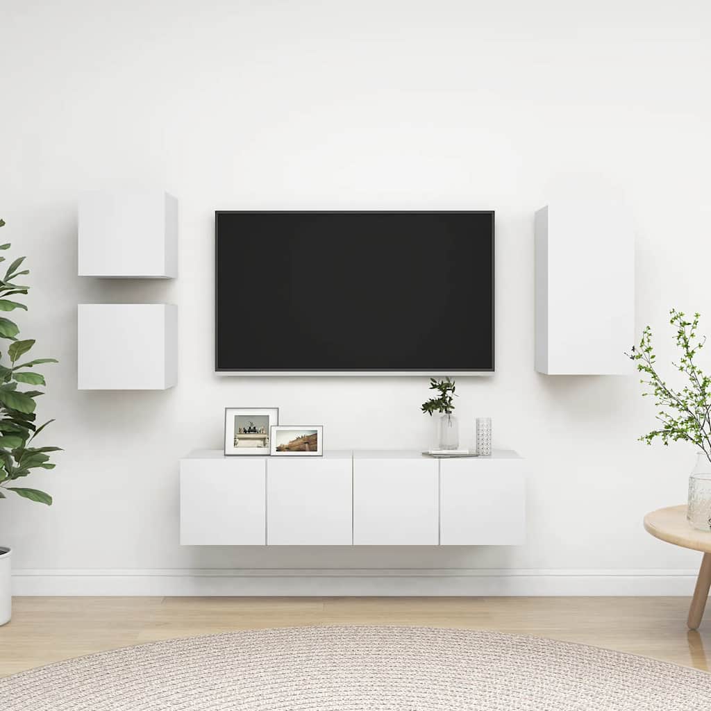 Ensemble de 5 meubles TV vidaXL blanc en bois d'ingénierie