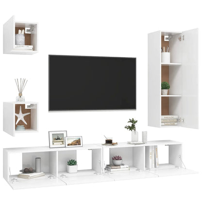 Ensemble de 5 meubles TV vidaXL blanc en bois d'ingénierie