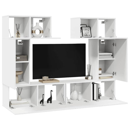 vidaXL Meuble TV 6 pièces blanc en bois d'ingénierie
