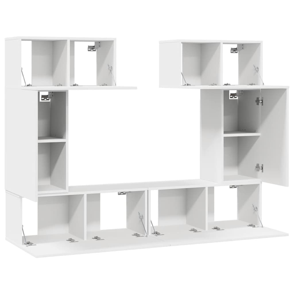 vidaXL Meuble TV 6 pièces blanc en bois d'ingénierie