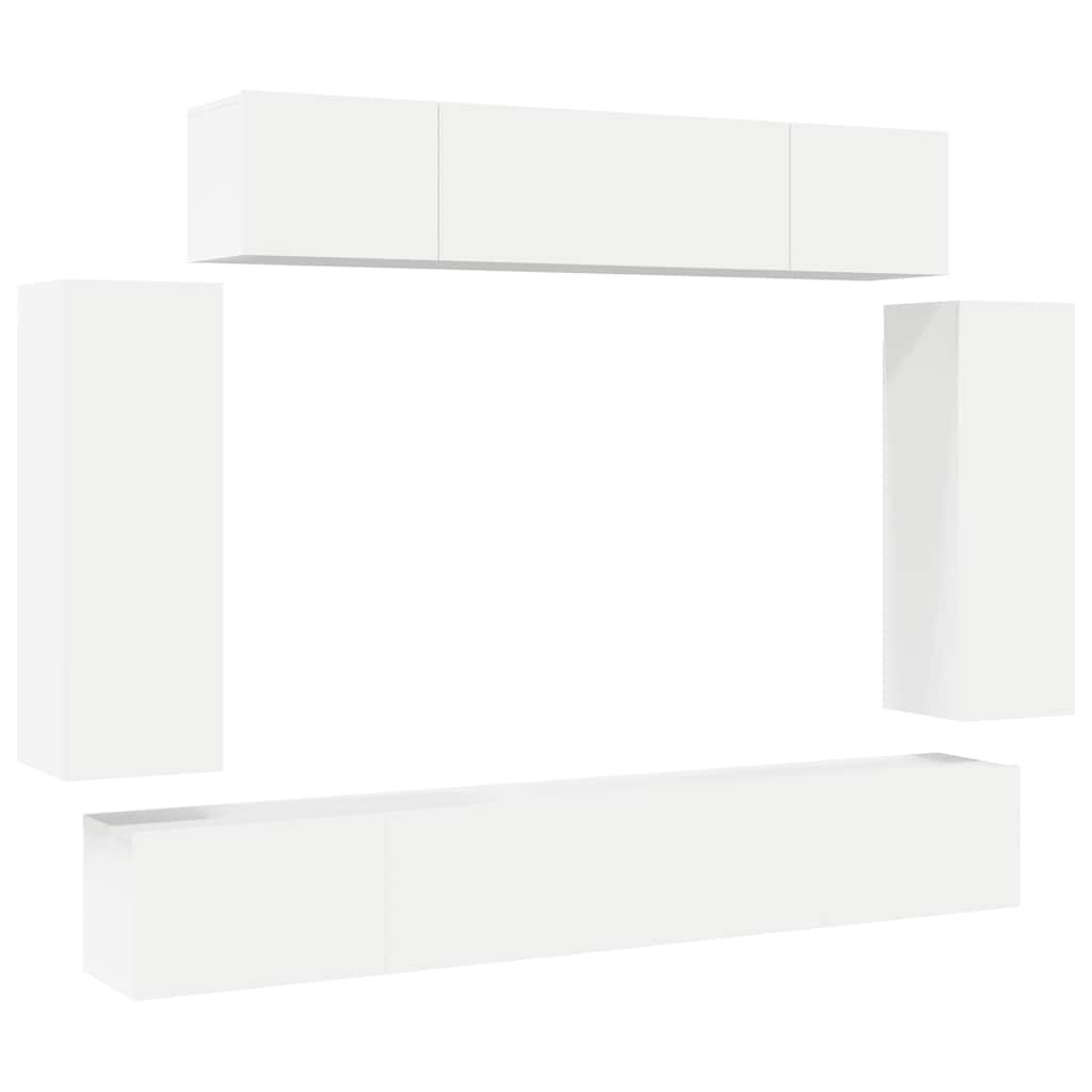 vidaXL Meuble TV 6 pièces blanc en bois d'ingénierie