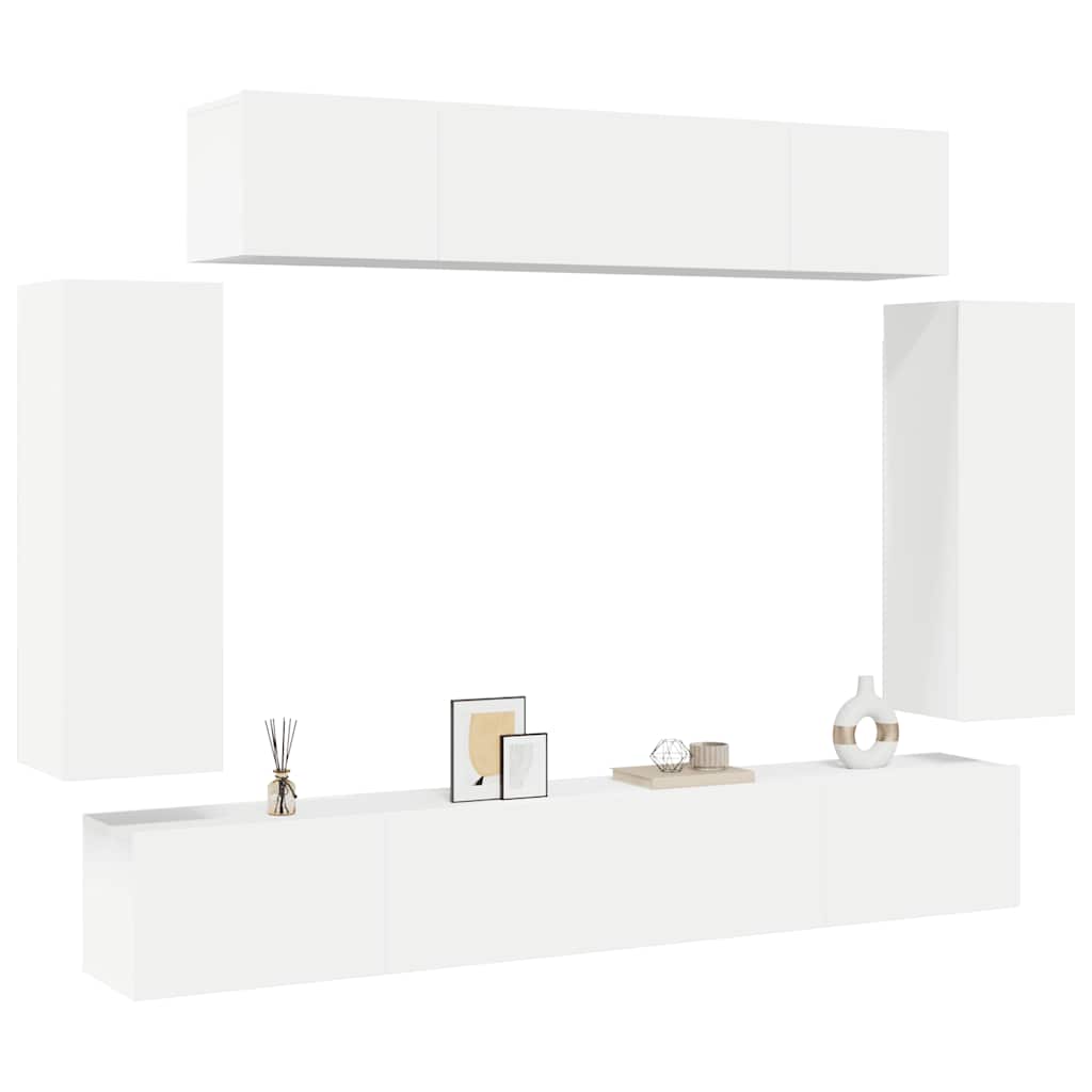 vidaXL Meuble TV 6 pièces blanc en bois d'ingénierie