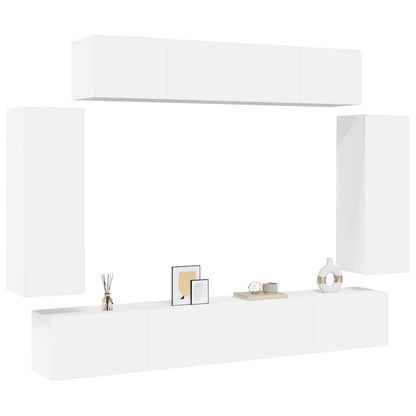 vidaXL Meuble TV 6 pièces blanc en bois d'ingénierie