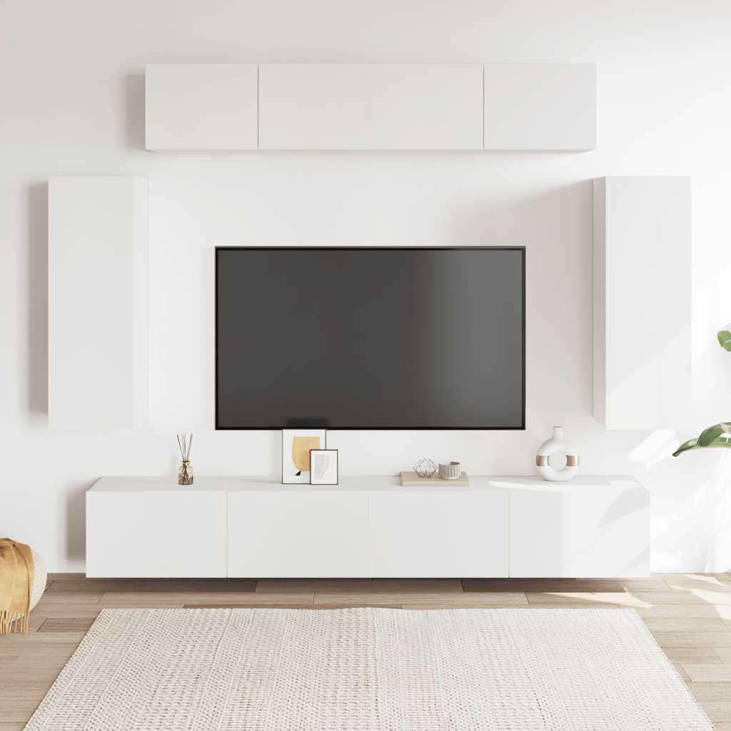 vidaXL Meuble TV 6 pièces blanc en bois d'ingénierie