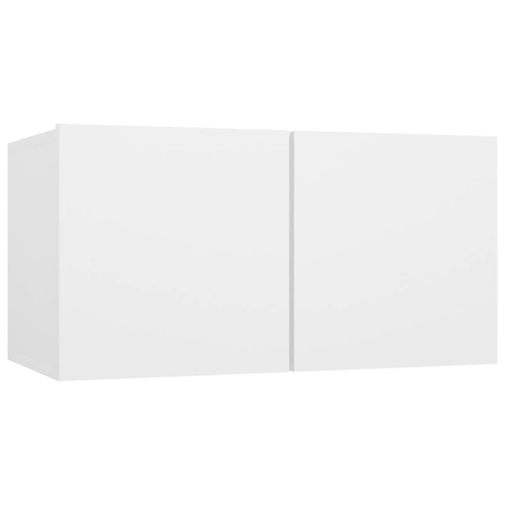 vidaXL Meuble TV, 2 pcs, blanc, bois d'ingénierie