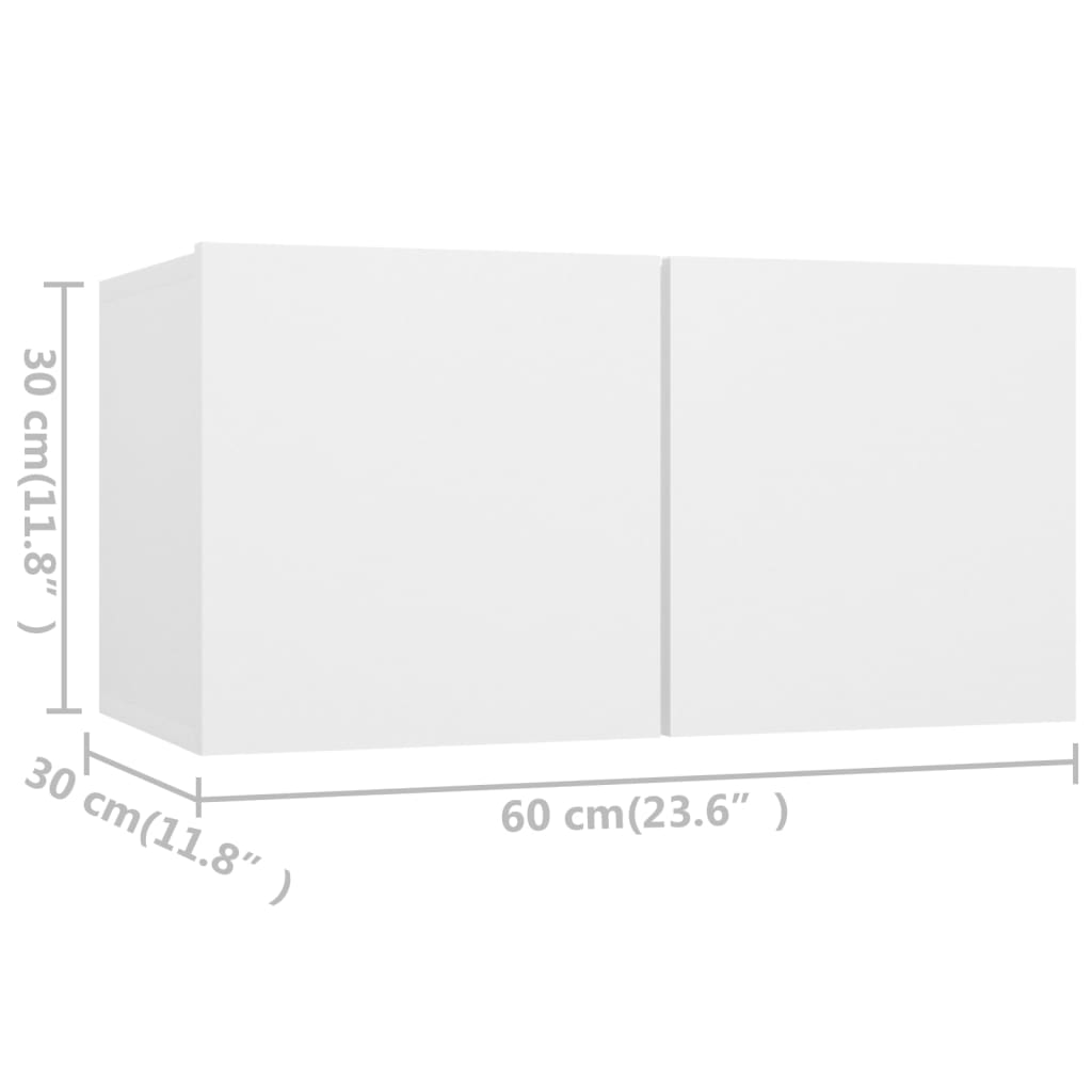 vidaXL Meuble TV, 2 pcs, blanc, bois d'ingénierie