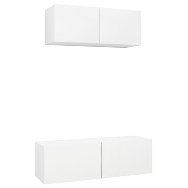 vidaXL Meuble TV, 2 pcs, blanc, bois d'ingénierie