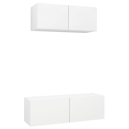 vidaXL Meuble TV, 2 pcs, blanc, bois d'ingénierie