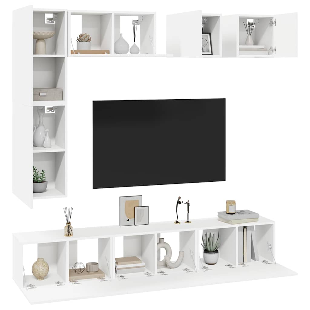 vidaXL Meuble TV 8 pcs blanc bois d'ingénierie