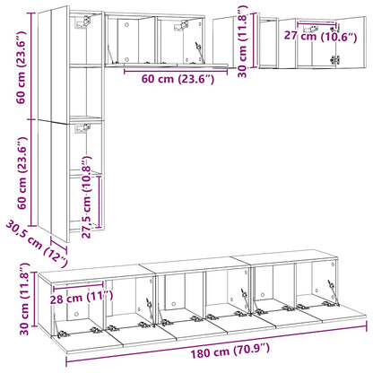 vidaXL Meuble TV 8 pcs blanc bois d'ingénierie