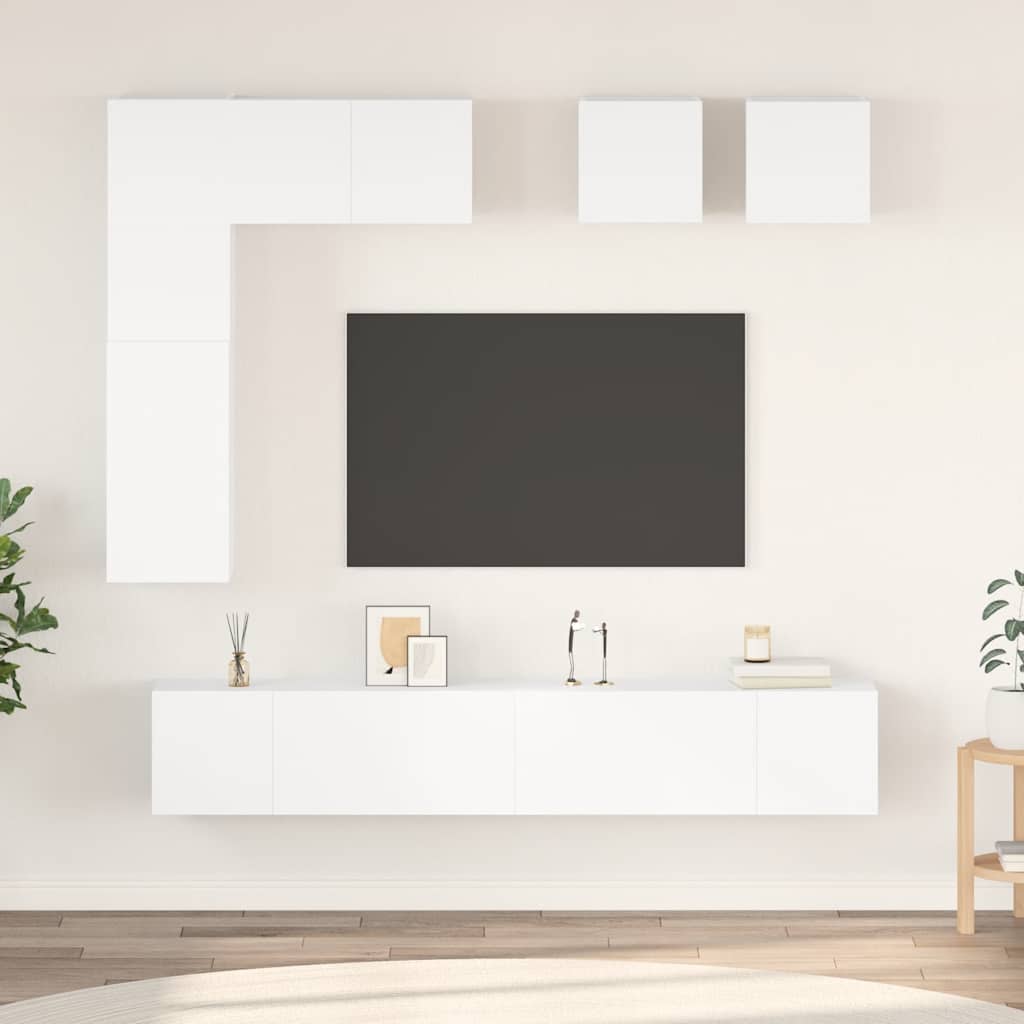 vidaXL Meuble TV 8 pcs blanc bois d'ingénierie
