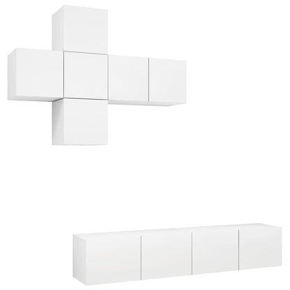vidaXL Meuble TV avec 7 éléments Bois d'ingénierie Blanc