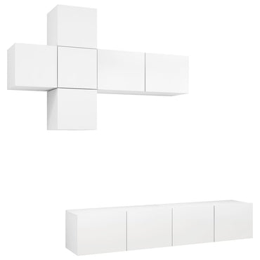 vidaXL Meuble TV avec 7 éléments Bois d'ingénierie Blanc