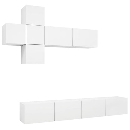 vidaXL Meuble TV avec 7 éléments Bois d'ingénierie Blanc