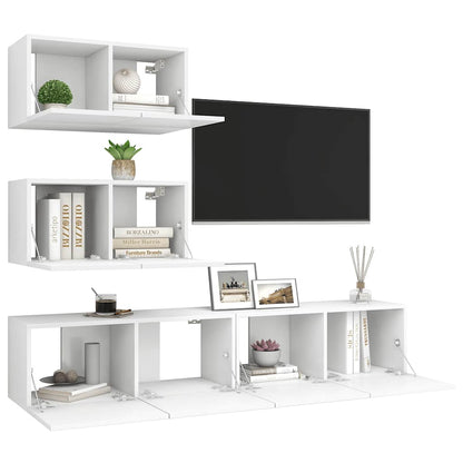 vidaXL Ensemble de meubles TV 4 pcs Blanc Bois d'ingénierie