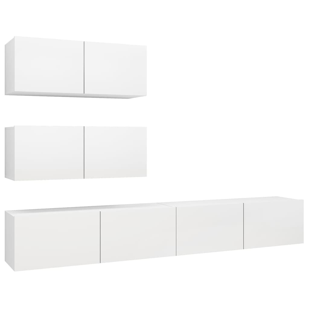 vidaXL Ensemble de meubles TV 4 pcs Blanc Bois d'ingénierie