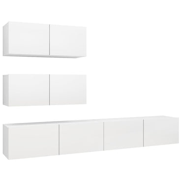 vidaXL Ensemble de meubles TV 4 pcs Blanc Bois d'ingénierie
