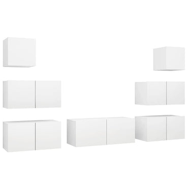 vidaXL Ensemble de 7 meubles TV blanc en bois d'ingénierie