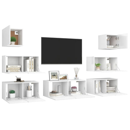 vidaXL Ensemble de 7 meubles TV blanc en bois d'ingénierie