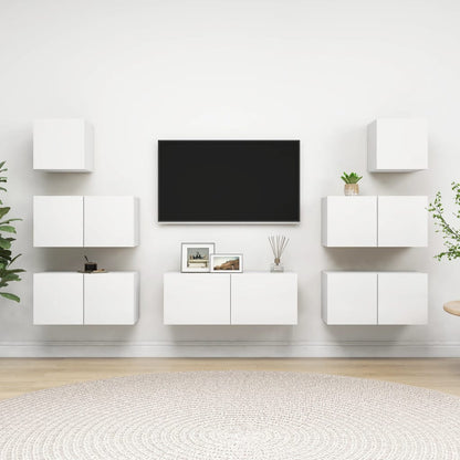 vidaXL Ensemble de 7 meubles TV blanc en bois d'ingénierie