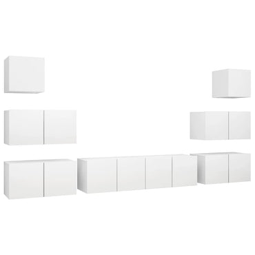 vidaXL Meuble TV 8 pcs blanc bois d'ingénierie