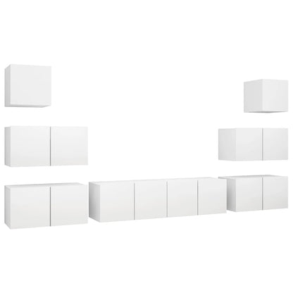 vidaXL Meuble TV 8 pcs blanc bois d'ingénierie