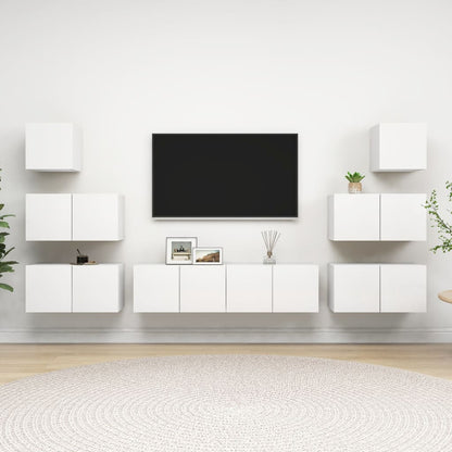 vidaXL Meuble TV 8 pcs blanc bois d'ingénierie