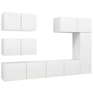 vidaXL Meuble TV 6 pièces blanc en bois d'ingénierie