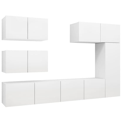 vidaXL Meuble TV 6 pièces blanc en bois d'ingénierie