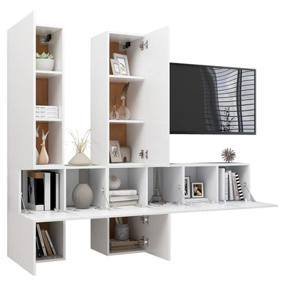 vidaXL Ensemble de 7 meubles TV blanc en bois d'ingénierie