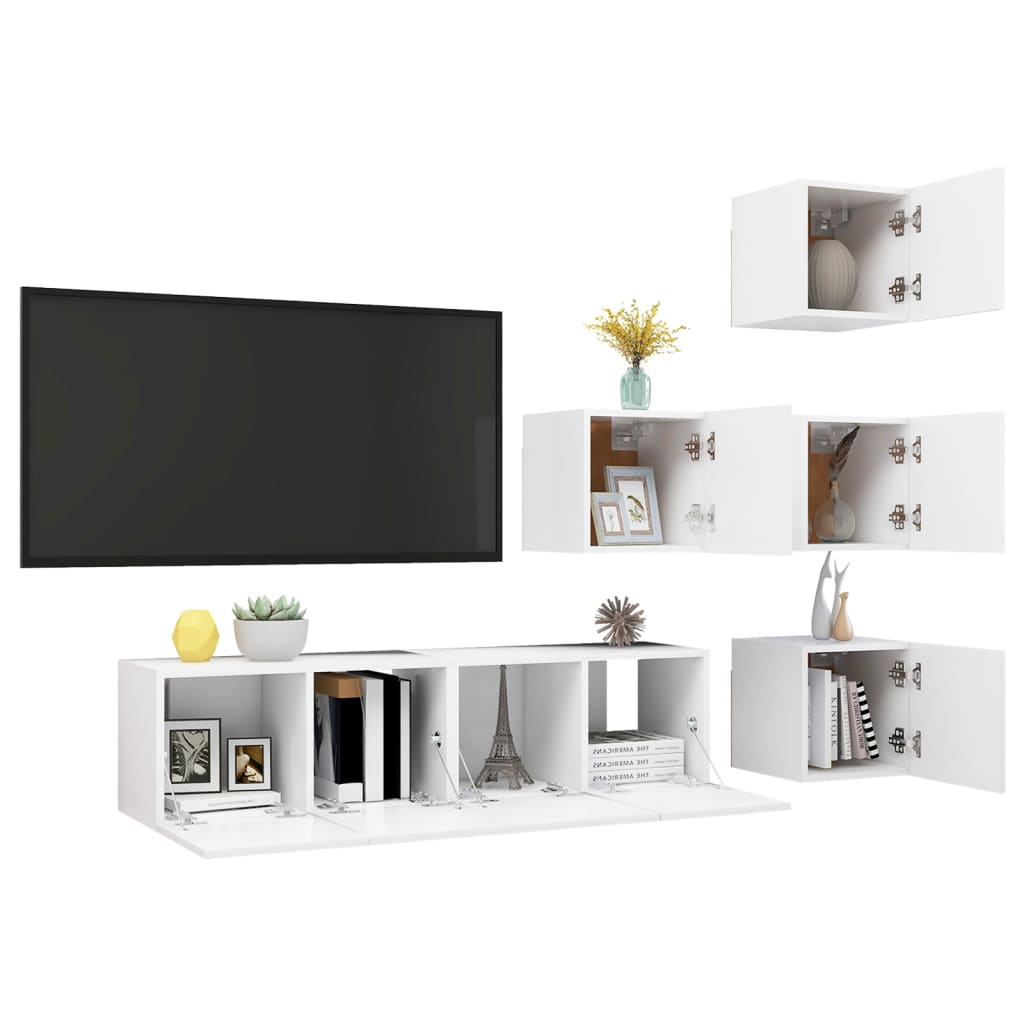 vidaXL Ensemble de meubles TV 6 pcs Blanc Bois d'ingénierie