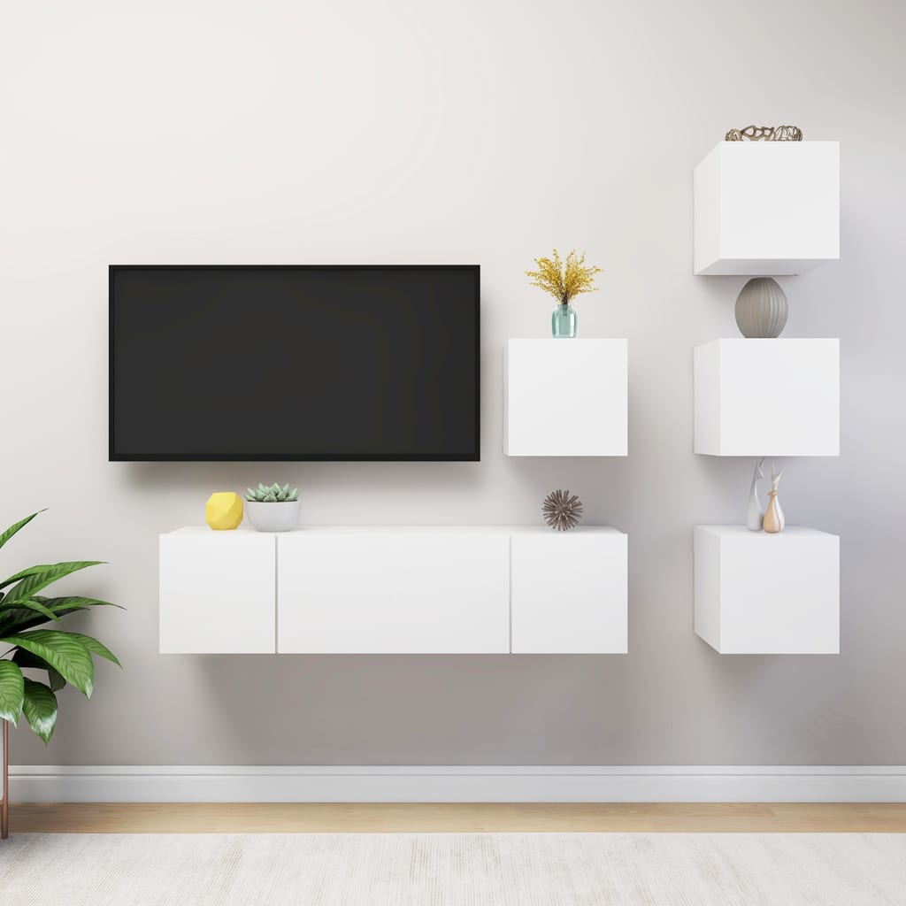 vidaXL Ensemble de meubles TV 6 pcs Blanc Bois d'ingénierie