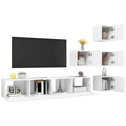 vidaXL Meuble TV 6 pièces blanc en bois d'ingénierie
