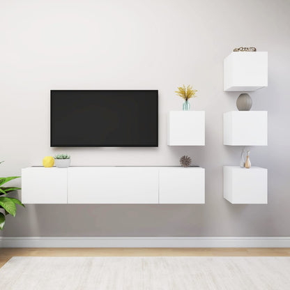 vidaXL Meuble TV 6 pièces blanc en bois d'ingénierie
