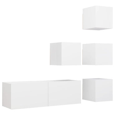 Ensemble de 5 meubles TV vidaXL blanc en bois d'ingénierie