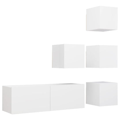 Ensemble de 5 meubles TV vidaXL blanc en bois d'ingénierie
