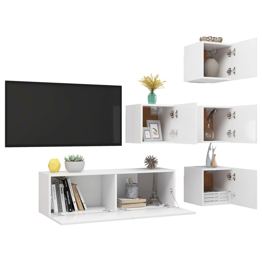 Ensemble de 5 meubles TV vidaXL blanc en bois d'ingénierie
