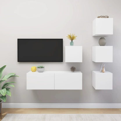 Ensemble de 5 meubles TV vidaXL blanc en bois d'ingénierie