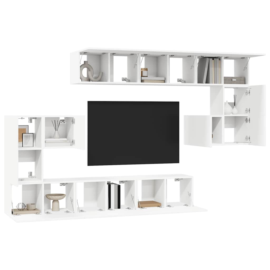 vidaXL Meuble TV 10 pièces Blanc Bois d'ingénierie