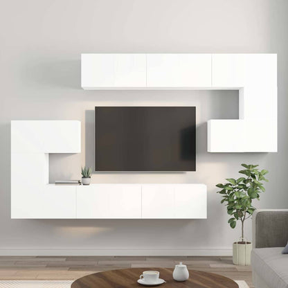 vidaXL Meuble TV 10 pièces Blanc Bois d'ingénierie