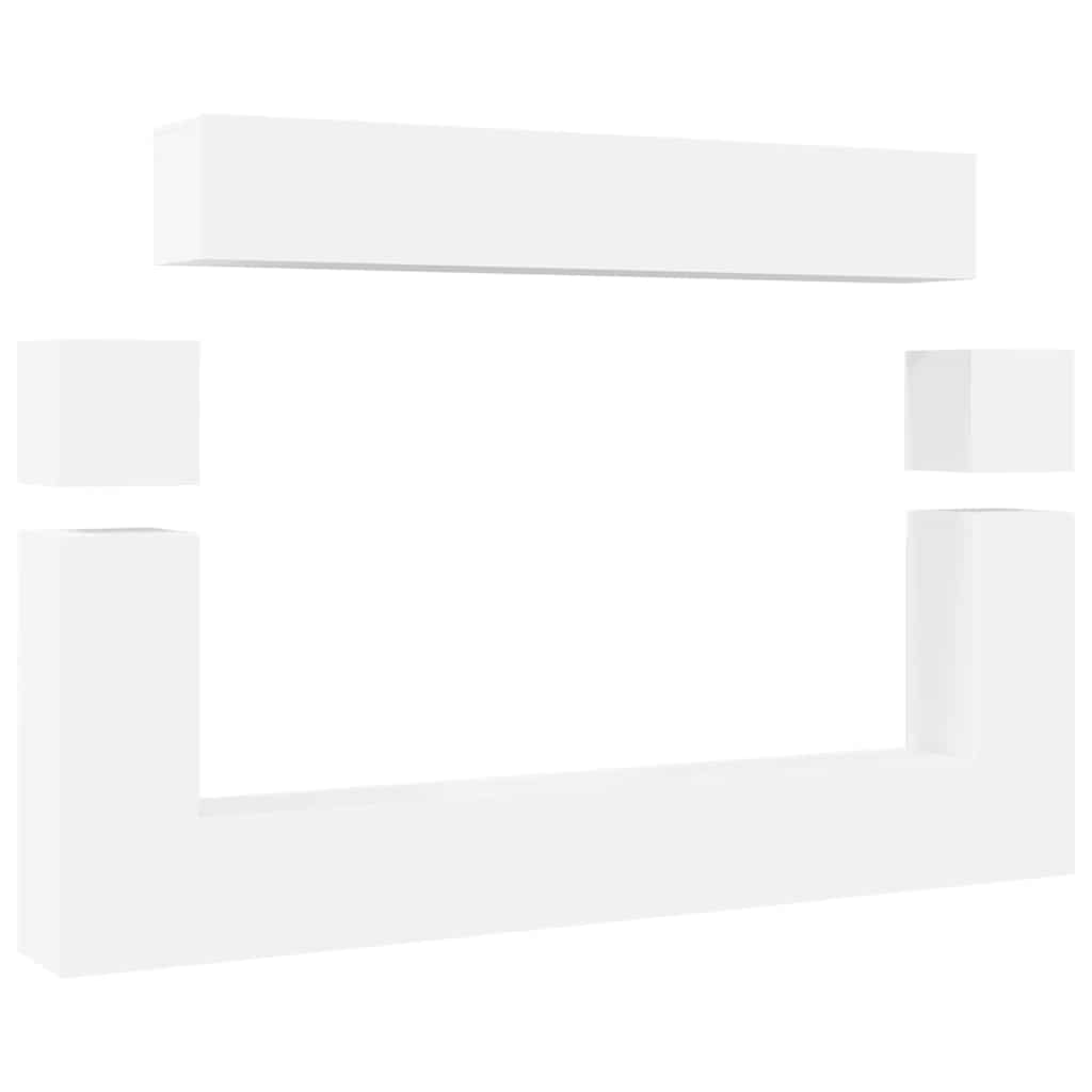 vidaXL Meuble TV, 8 pcs, Blanc, Bois d'ingénierie