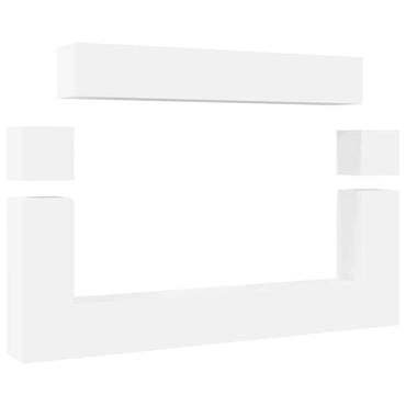 vidaXL Meuble TV, 8 pcs, Blanc, Bois d'ingénierie