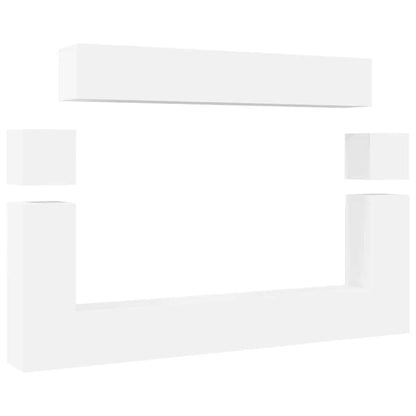 vidaXL Meuble TV, 8 pcs, Blanc, Bois d'ingénierie