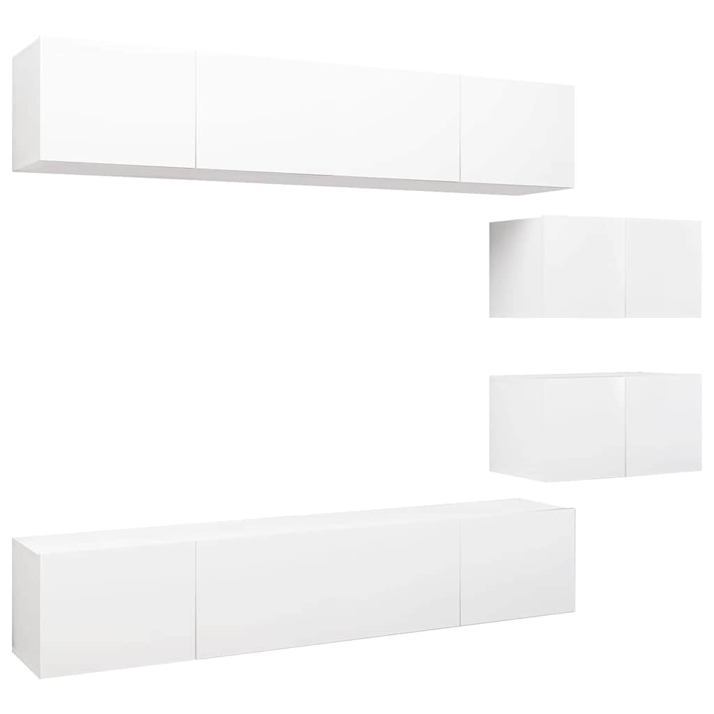vidaXL Meuble TV 6 pièces blanc en bois d'ingénierie